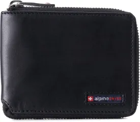 Alpine Swiss Logan Zipper Bifold Wallet For Men or Women RFID Safe Comes in a Gift Box