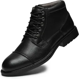 Arkbird Mens Oxford Leather Dress Boots Classic Cap Toe Side Zip Mid Top Casual Ankle Boots for Men