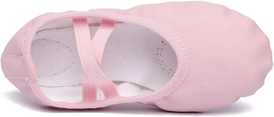 Ballerina Dance Shoes for Toddler Girls Kids Ballet Leather Split Sole Shoes for Toddler/Little Kid/Big Kid