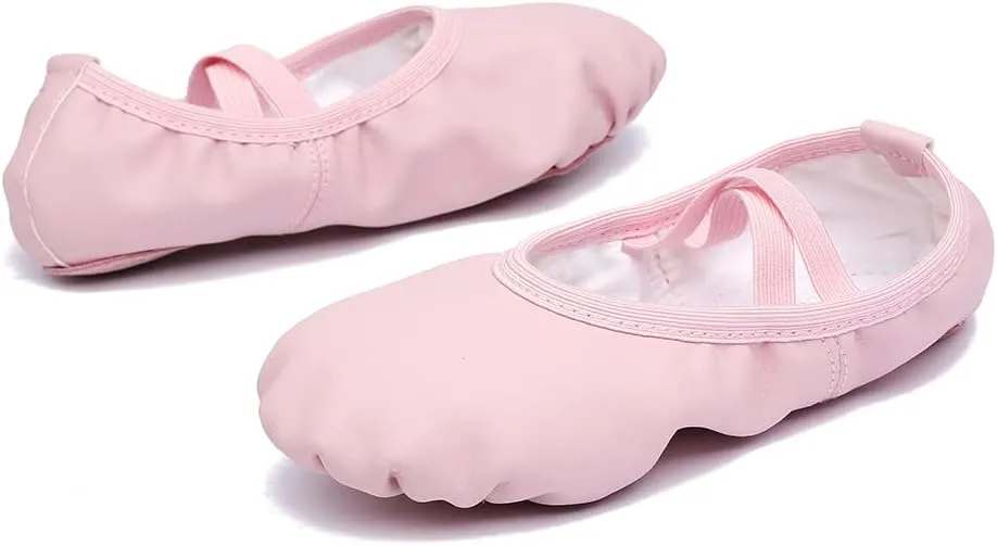 Ballerina Dance Shoes for Toddler Girls Kids Ballet Leather Split Sole Shoes for Toddler/Little Kid/Big Kid