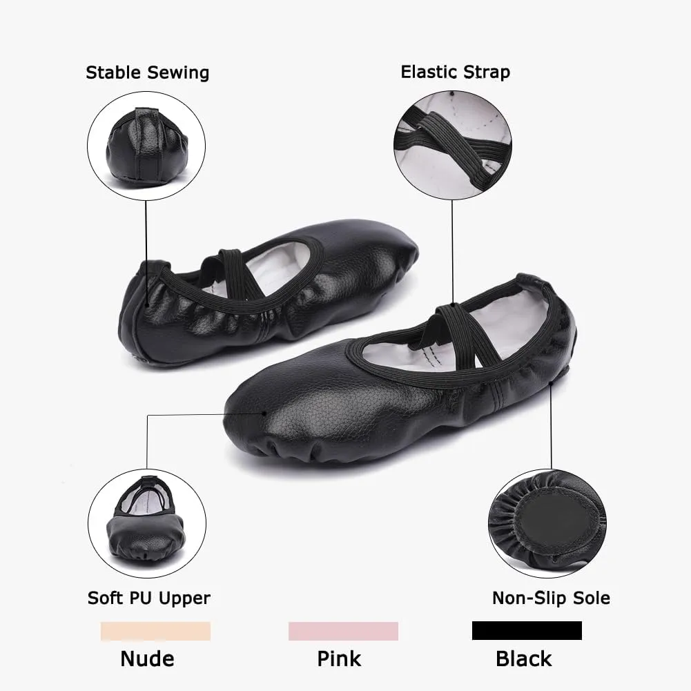Ballerina Dance Shoes for Toddler Girls Kids Ballet Leather Split Sole Shoes for Toddler/Little Kid/Big Kid