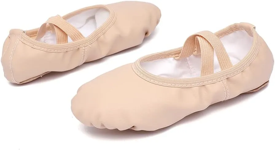 Ballerina Dance Shoes for Toddler Girls Kids Ballet Leather Split Sole Shoes for Toddler/Little Kid/Big Kid