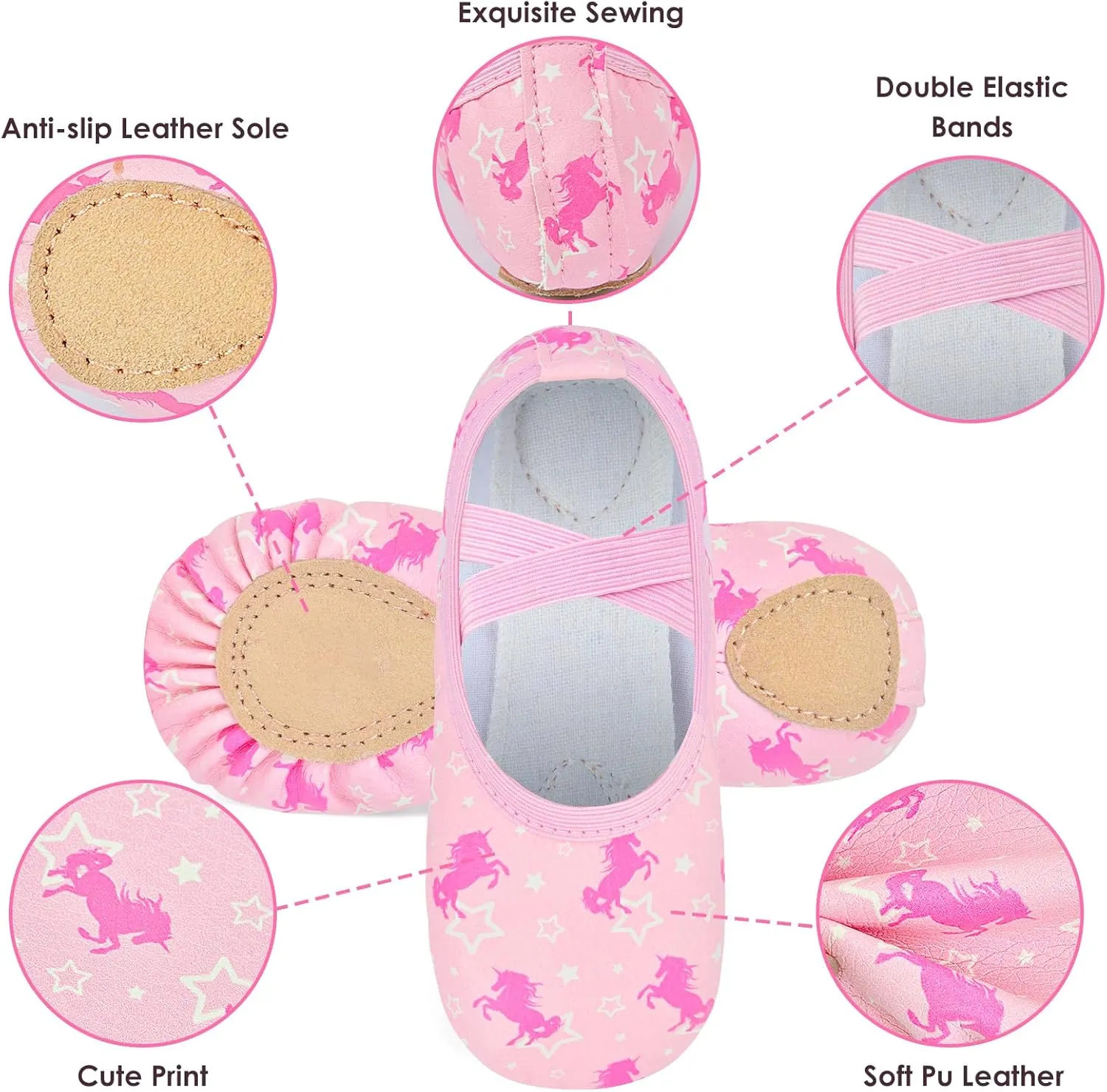 Ballet Shoes for Girls Toddler Ballet Dance Slippers Soft Leather Ballerina Shoes for Little Girls Kids Ballet Flats