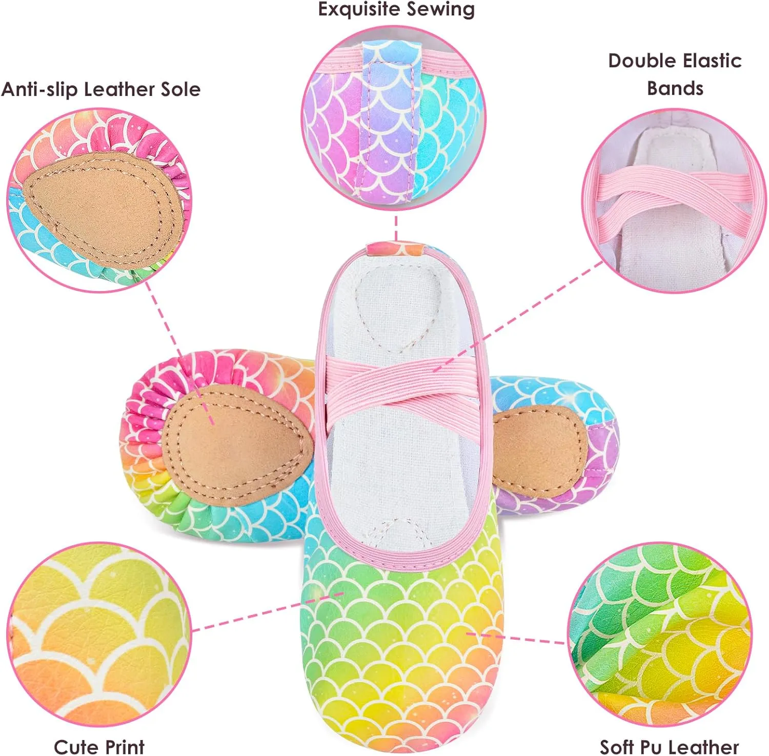 Ballet Shoes for Girls Toddler Ballet Dance Slippers Soft Leather Ballerina Shoes for Little Girls Kids Ballet Flats