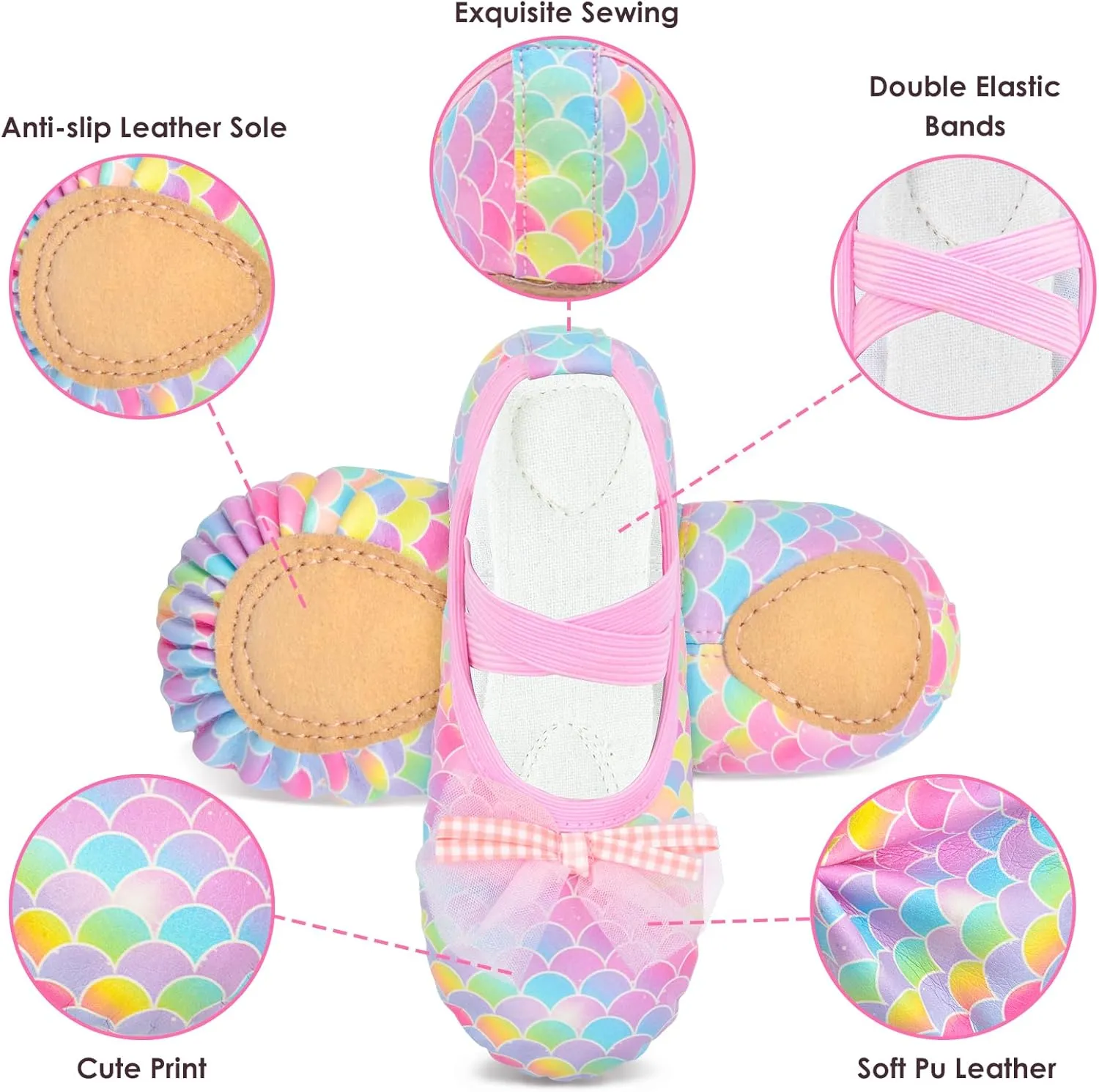 Ballet Shoes for Girls Toddler Ballet Dance Slippers Soft Leather Split Sole Flat Ballerina Shoes for Little Girls Kids