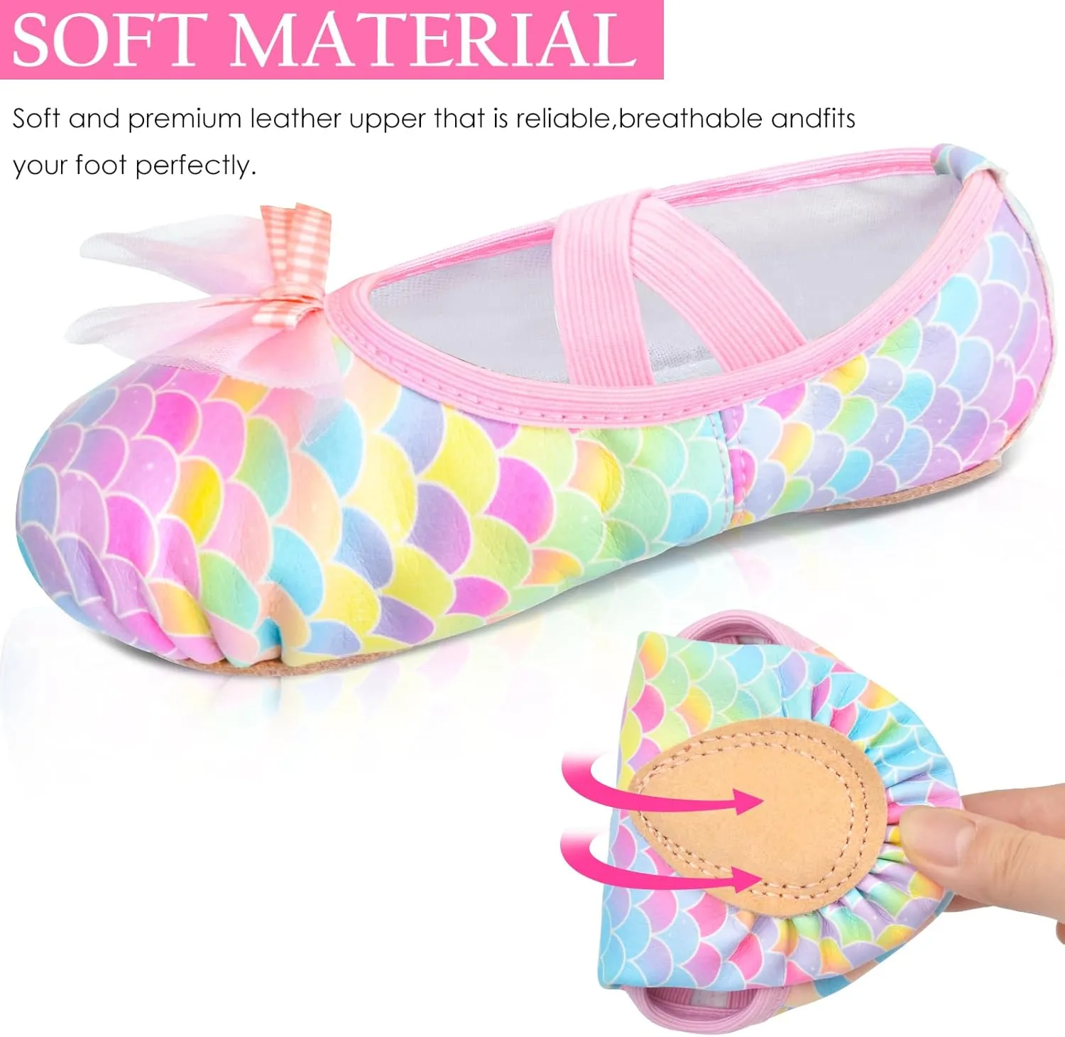 Ballet Shoes for Girls Toddler Ballet Dance Slippers Soft Leather Split Sole Flat Ballerina Shoes for Little Girls Kids