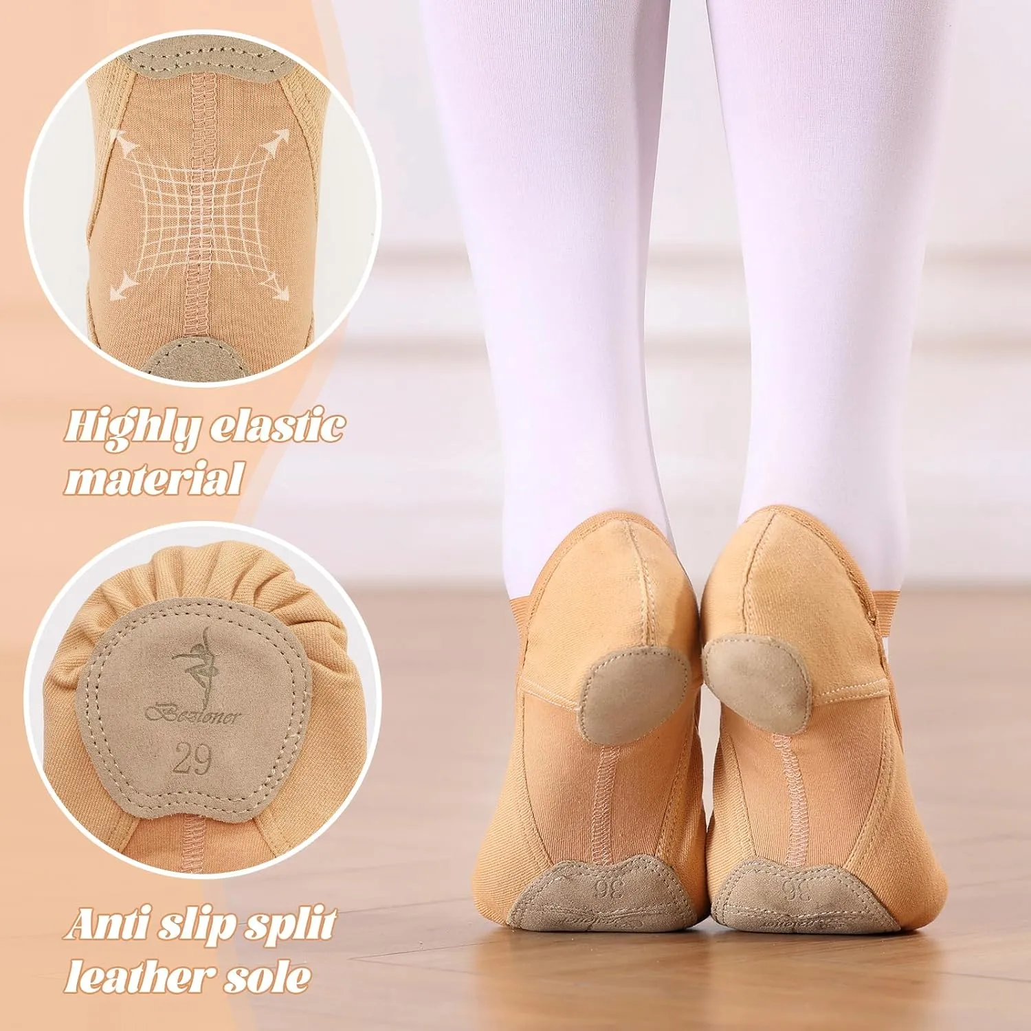 Bezioner Ballet Slippers for Girls Highly Elastic Girls Ballet Shoes Split Sole Dance Shoes for Toddler/Kid/Women