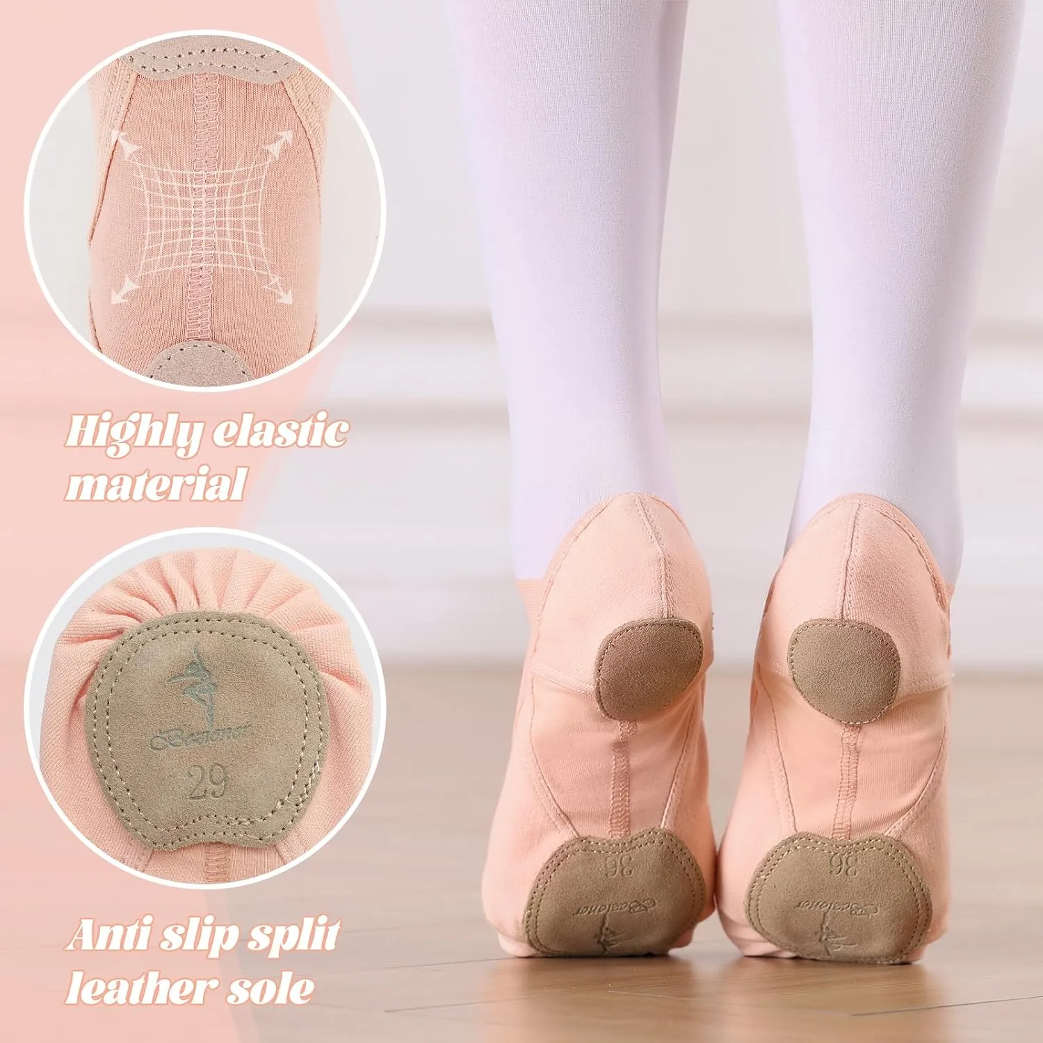 Bezioner Ballet Slippers for Girls Highly Elastic Girls Ballet Shoes Split Sole Dance Shoes for Toddler/Kid/Women