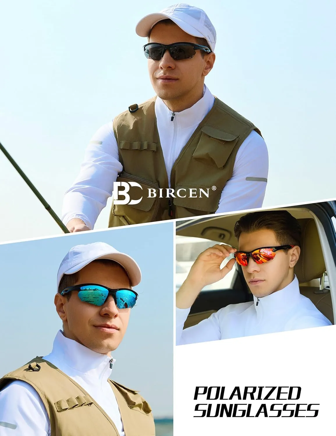 BIRCEN Sport Polarized Sunglasses for Men - Women: UV Protection Fishing Glasses for Driving Running Cycling