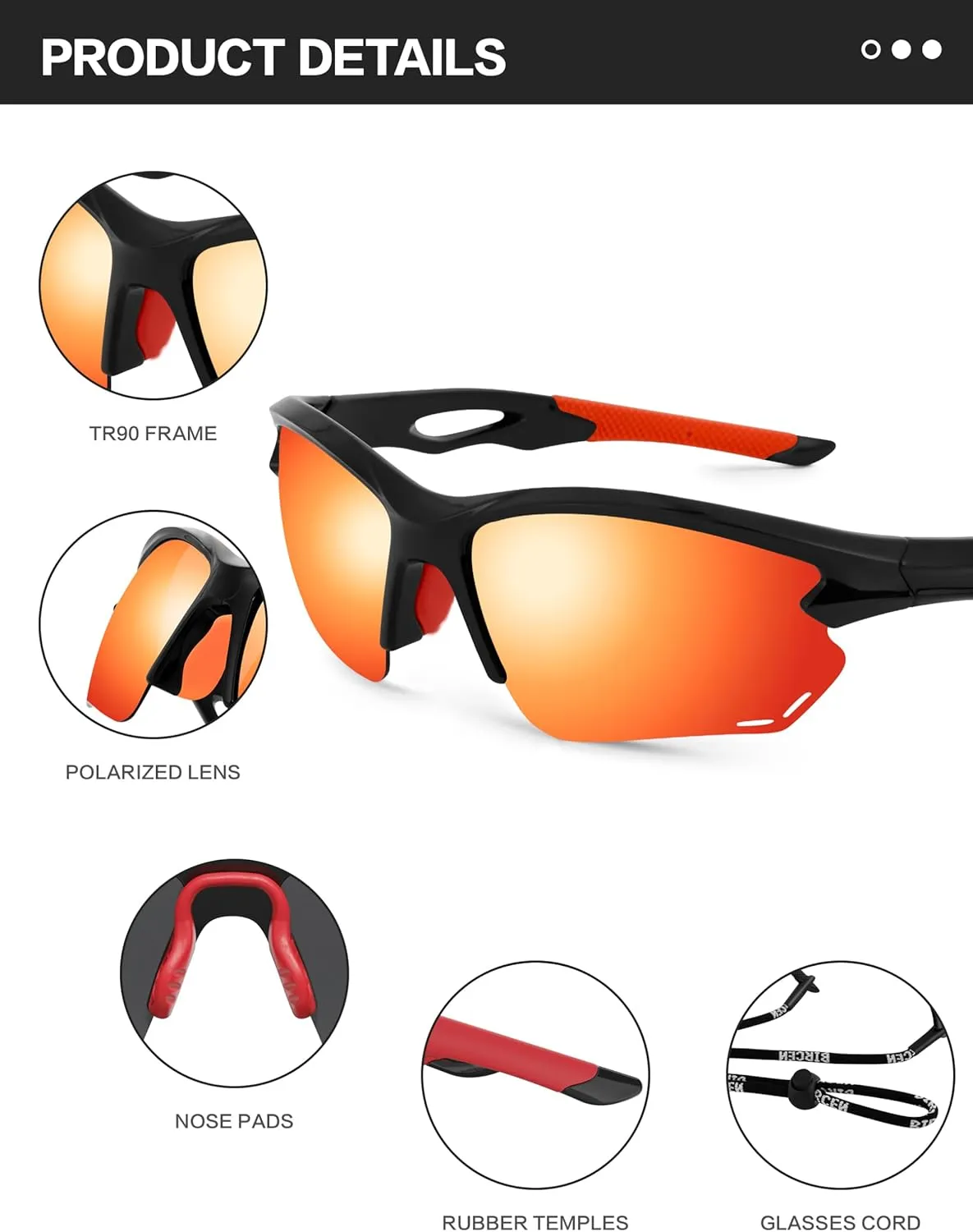 BIRCEN Sport Polarized Sunglasses for Men - Women: UV Protection Fishing Glasses for Driving Running Cycling