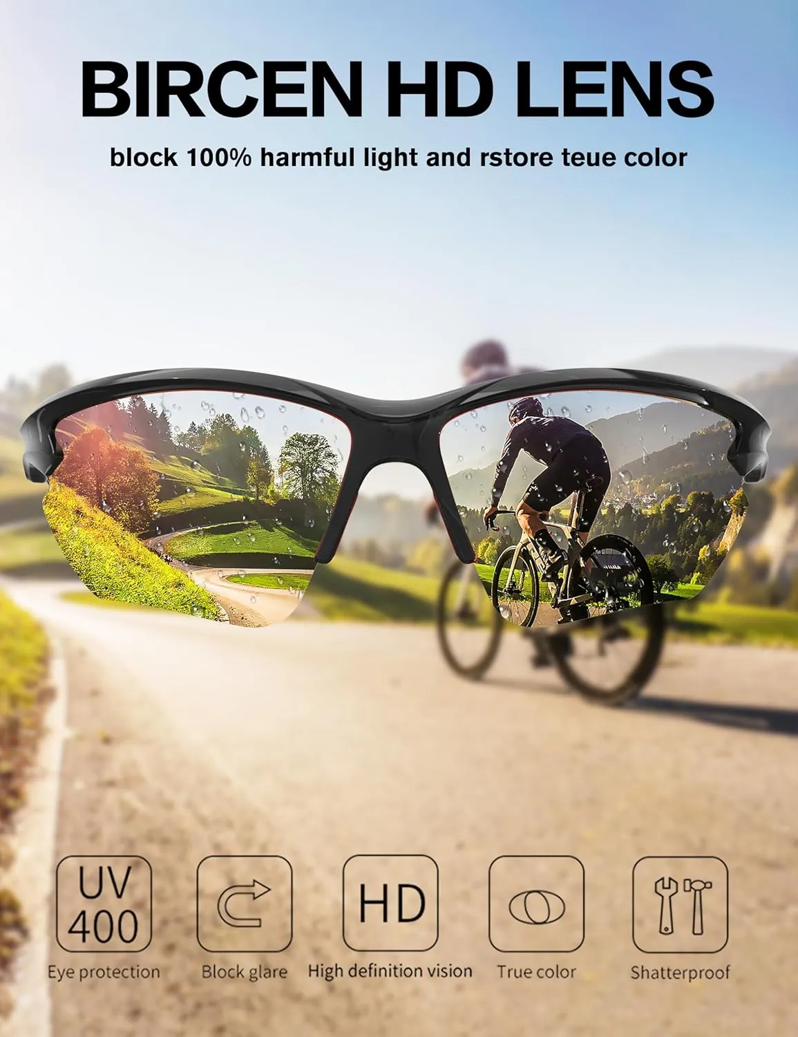 BIRCEN Sport Polarized Sunglasses for Men - Women: UV Protection Fishing Glasses for Driving Running Cycling