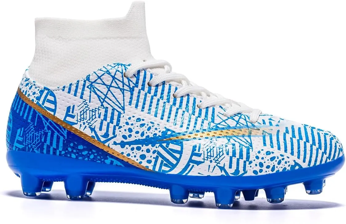 Boys Girls Soccer Cleats Kids Soccer Shoes High Top Training Youth Football Cleats Outdoor Football Shoes