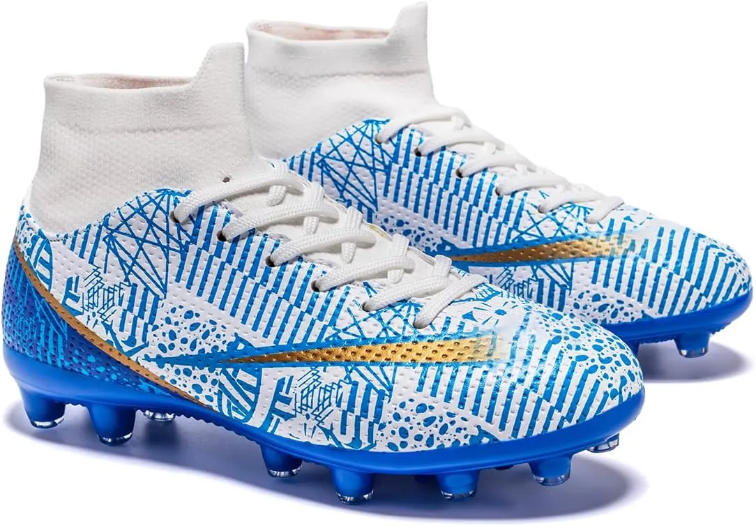 Boys Girls Soccer Cleats Kids Soccer Shoes High Top Training Youth Football Cleats Outdoor Football Shoes