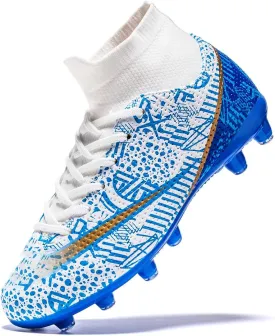 Boys Girls Soccer Cleats Kids Soccer Shoes High Top Training Youth Football Cleats Outdoor Football Shoes