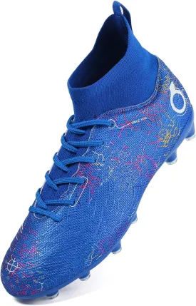 Boys' Soccer Shoes Kids Firm Ground Soccer Cleats Girls Athletic Sneakers Outdoor Turf Football Shoes for Little/Big Kid