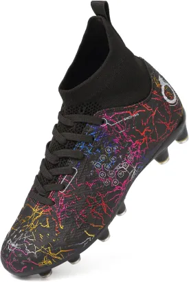 Boys' Soccer Shoes Kids Firm Ground Soccer Cleats Girls Athletic Sneakers Outdoor Turf Football Shoes for Little/Big Kid