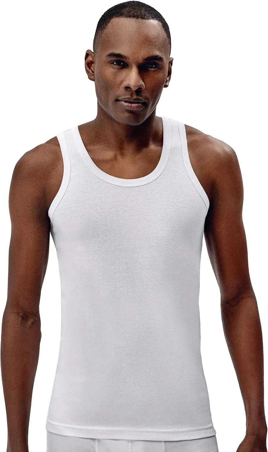 Brix Men's Tank Top Undershirts - 100% Cotton Multipack Tagless Shirts.