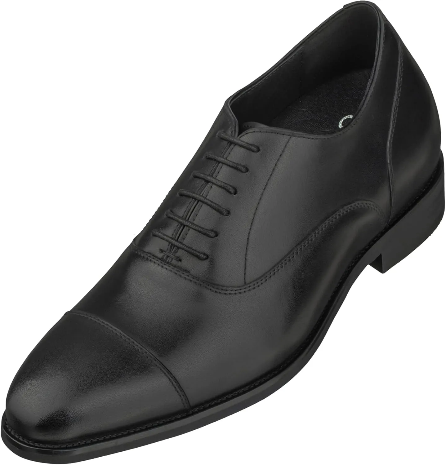 CALTO Men's Invisible Height Increasing Elevator Shoes - Black Premium Leather Lace-up Super Lightweight Formal Oxfords - 3 Inches Taller - S3032 - Size 11 D(M) US