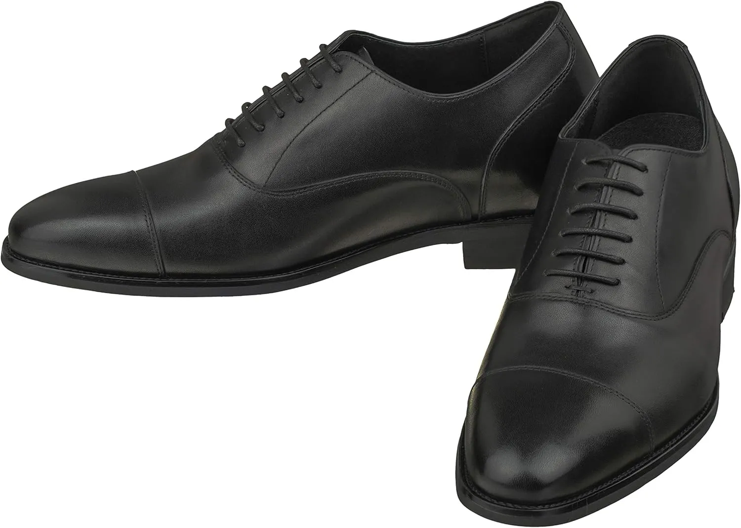 CALTO Men's Invisible Height Increasing Elevator Shoes - Black Premium Leather Lace-up Super Lightweight Formal Oxfords - 3 Inches Taller - S3032 - Size 11 D(M) US