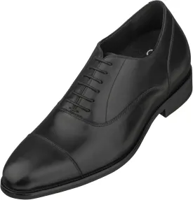 CALTO Men's Invisible Height Increasing Elevator Shoes - Black Premium Leather Lace-up Super Lightweight Formal Oxfords - 3 Inches Taller - S3032 - Size 11 D(M) US