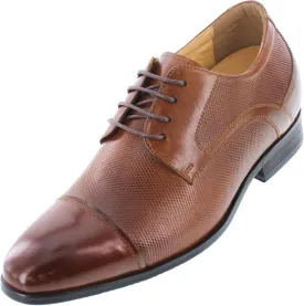 CALTO Men's Invisible Height Increasing Elevator Shoes - Brown Premium Leather Lace-up Formal Oxfords - 3 Inches Taller - Y40201 - Size 12 D(M) US
