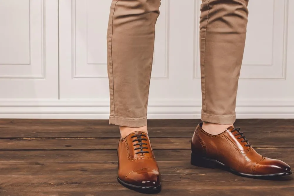 CALTO Men's Invisible Height Increasing Elevator Shoes - Brown Premium Leather Lace-up Wing-tip Formal Oxfords - 2.4 Inches Taller - Y1066 - Size 10 D(M) US