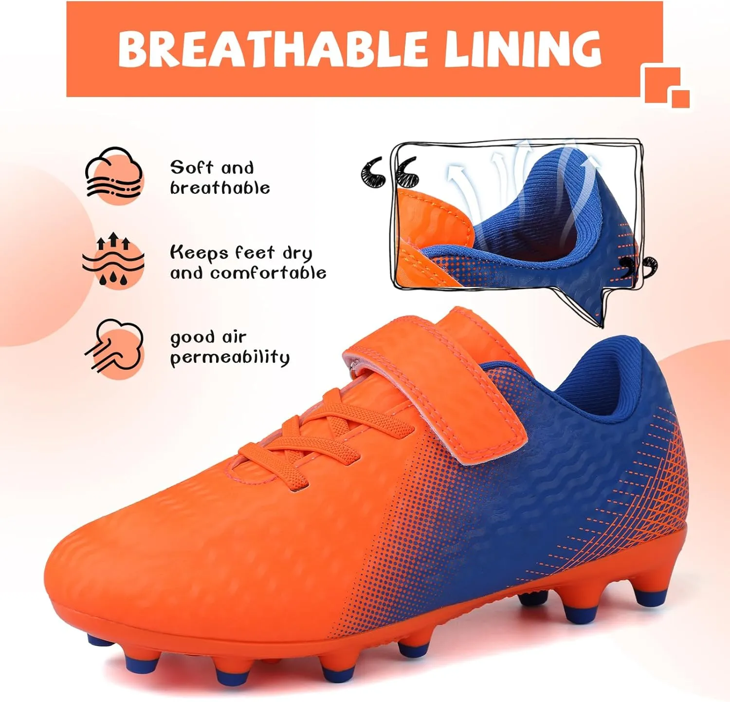 CBUSTER Kids Soccer Cleats Boys Girls Football Shoes with Socks Youth Soccer Shoes AG