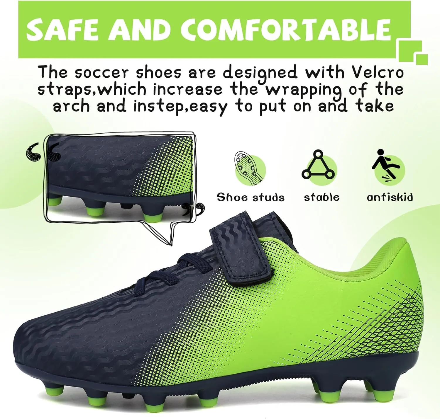 CBUSTER Kids Soccer Cleats Boys Girls Football Shoes with Socks Youth Soccer Shoes AG