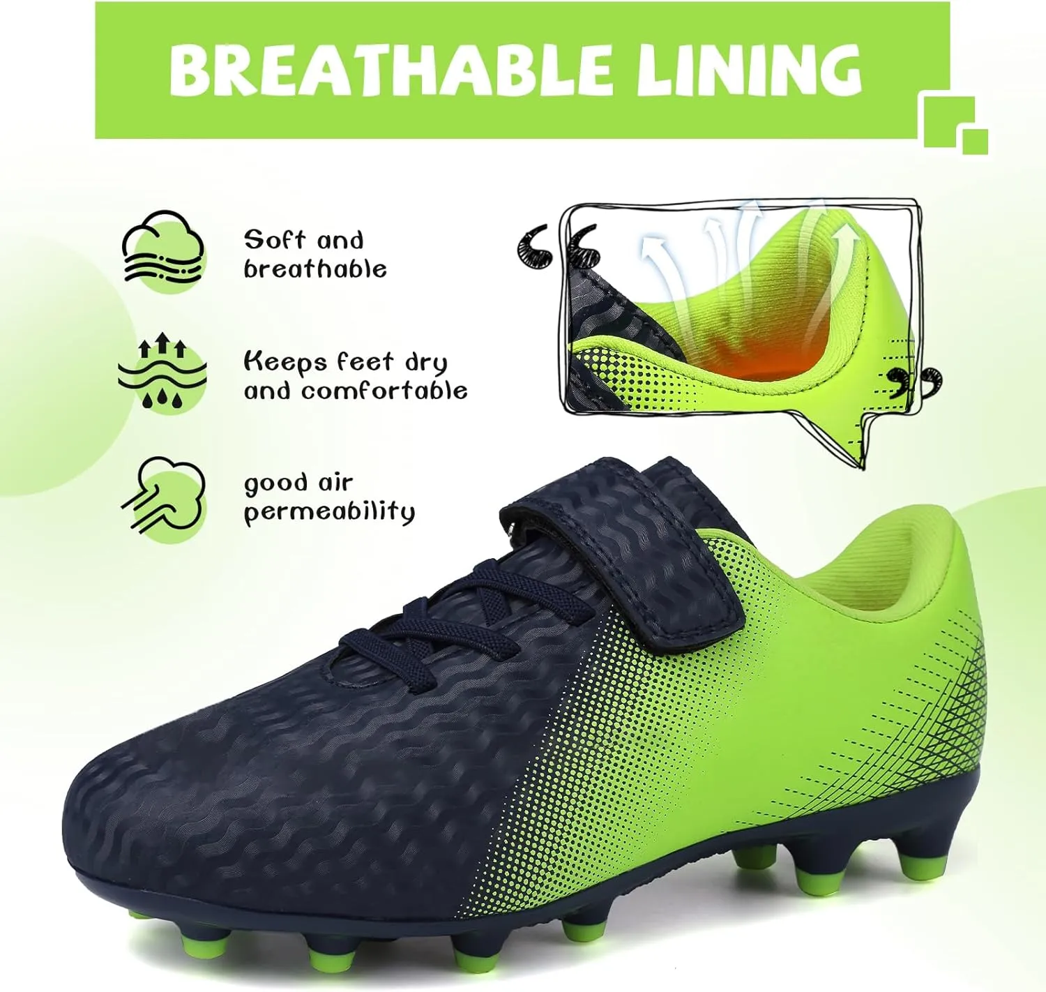 CBUSTER Kids Soccer Cleats Boys Girls Football Shoes with Socks Youth Soccer Shoes AG