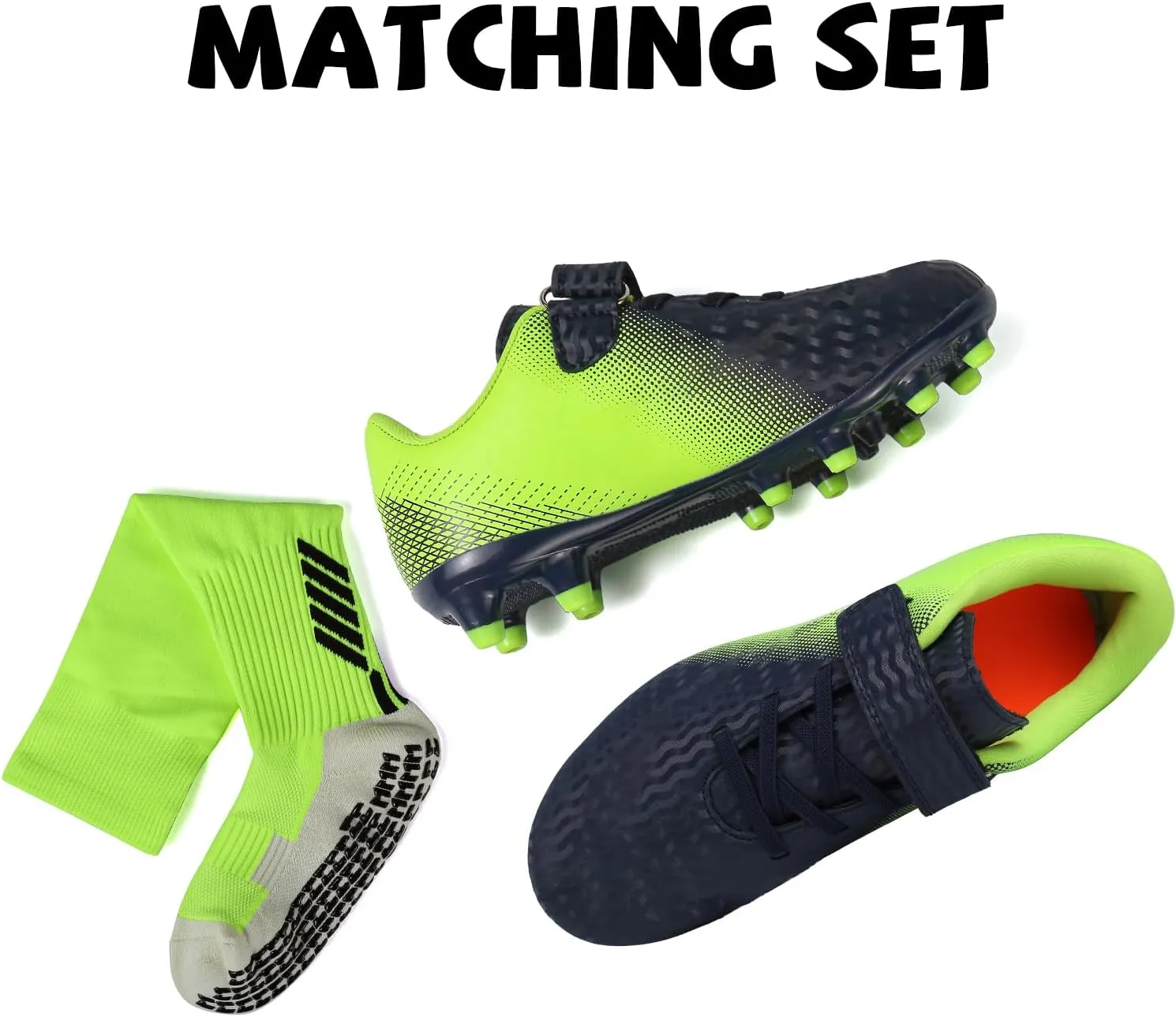 CBUSTER Kids Soccer Cleats Boys Girls Football Shoes with Socks Youth Soccer Shoes AG