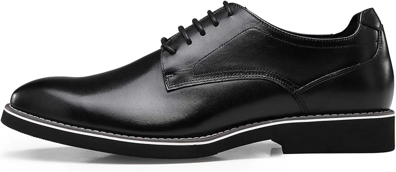 CHAMARIPA Elevator Shoes for Men- Black Leather Height Increase Dress Formal Shoes That Make You Taller 3.15 Inches.