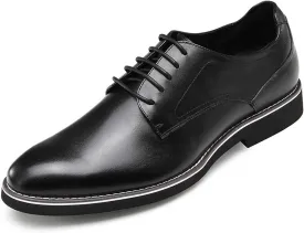 CHAMARIPA Elevator Shoes for Men- Black Leather Height Increase Dress Formal Shoes That Make You Taller 3.15 Inches.