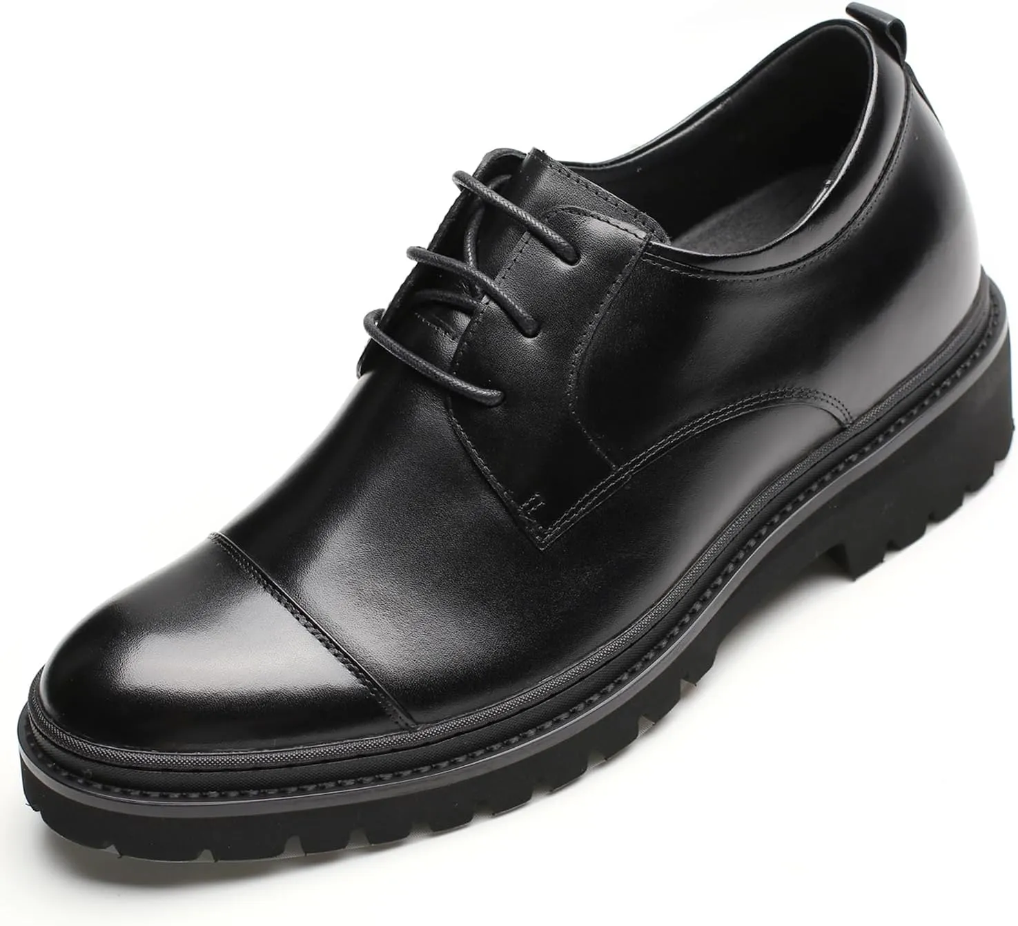CHAMARIPA Elevator Shoes for Men Invisible Height Increasing Elevator Shoes Lace up Leather Formal Oxford Dress Tuxedo Lift Shoes Make You Taller
