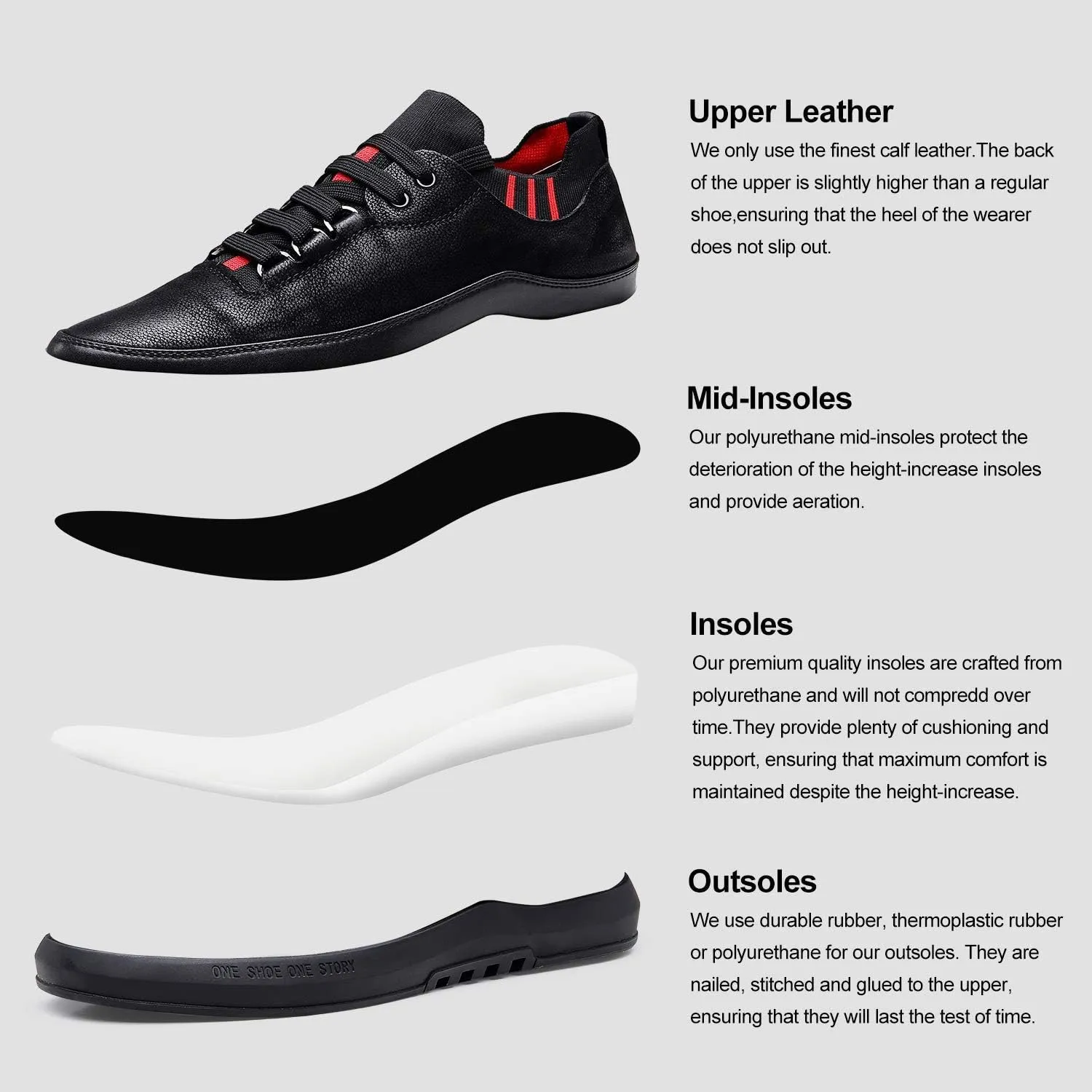 CHAMARIPA Men's Invisible Height Increasing Elevator Shoes Sneakers Lifting Shoes Taller Hidden Heel Trainers