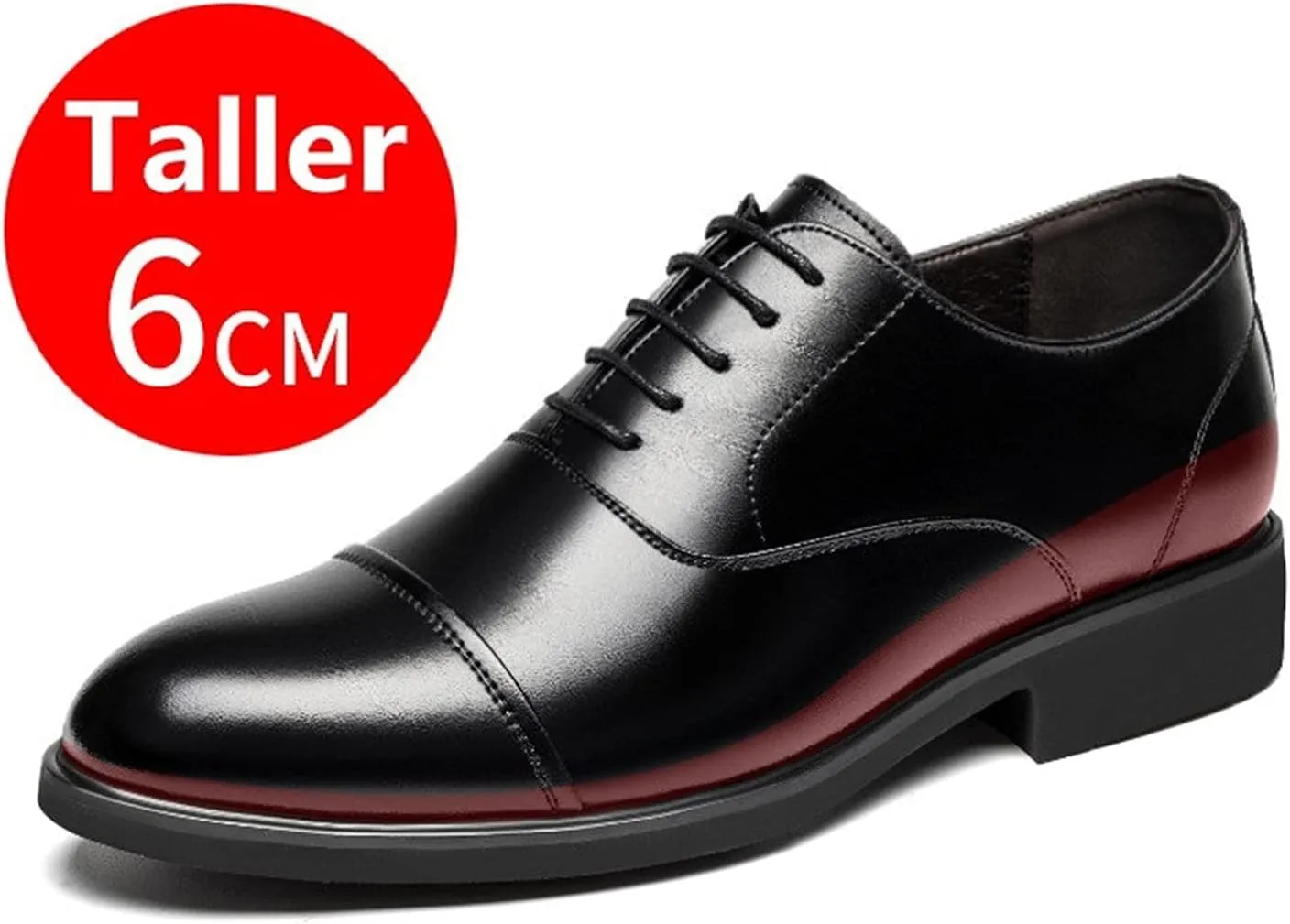 Comodish Formal Shoes Dress Oxford for Men Lace Up Height Increasing Elevator 2.4 Inches Cap Toe Faux Leather Low Top Anti-Slip Rubber Sole Resistant Non Slip Formal Oxford