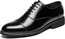 Comodish Formal Shoes Dress Oxford for Men Lace Up Height Increasing Elevator 2.4 Inches Cap Toe Faux Leather Low Top Anti-Slip Rubber Sole Resistant Non Slip Formal Oxford