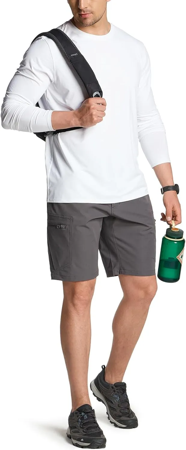 CQR Men's UPF50  Sun Protection Shirts, Quick Dry Long Sleeve Rash Guard, Athletic Running Workout Fishing Cooling Shirts