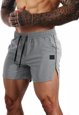FLYFIREFLY Men's Gym Workout Shorts Quick Dry Lightweight Athletic Shorts Running Bodybuilding Training with Towel Loop