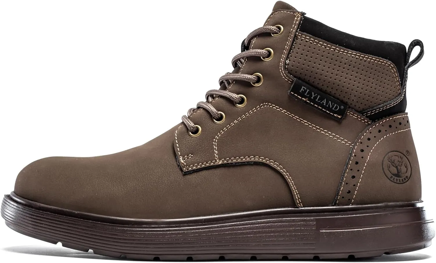 FLYLAND Men's Fashion Sneaker Chukka Boots Lace Up Leather Ankle Dress Boot Lightweight Non-Slip Walking Shoes