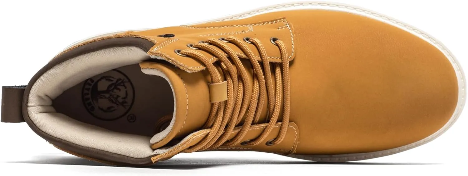 FLYLAND Men's Fashion Sneaker Chukka Boots Lace Up Leather Ankle Dress Boot Lightweight Non-Slip Walking Shoes
