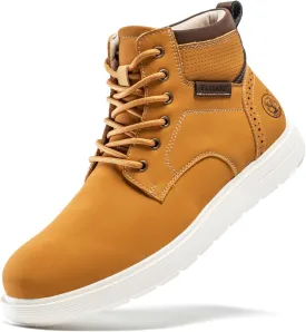 FLYLAND Men's Fashion Sneaker Chukka Boots Lace Up Leather Ankle Dress Boot Lightweight Non-Slip Walking Shoes
