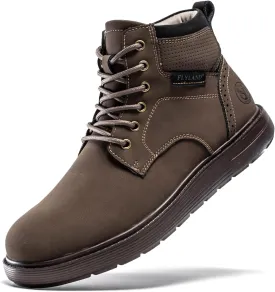 FLYLAND Men's Fashion Sneaker Chukka Boots Lace Up Leather Ankle Dress Boot Lightweight Non-Slip Walking Shoes