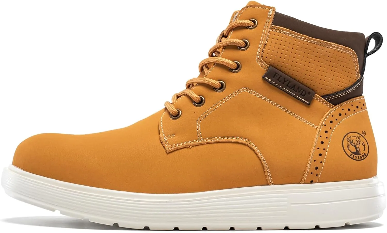 FLYLAND Men's Fashion Sneaker Chukka Boots Lace Up Leather Ankle Dress Boot Lightweight Non-Slip Walking Shoes