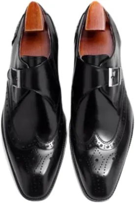 Full Grain Leather Mens Monk Strap Dress Shoes  Semi Square Toe, Patina Finishing, Leather Insole, Solid Rubber Sole  Comfortable & Durable Formal Shoes, US Sizes 7-11