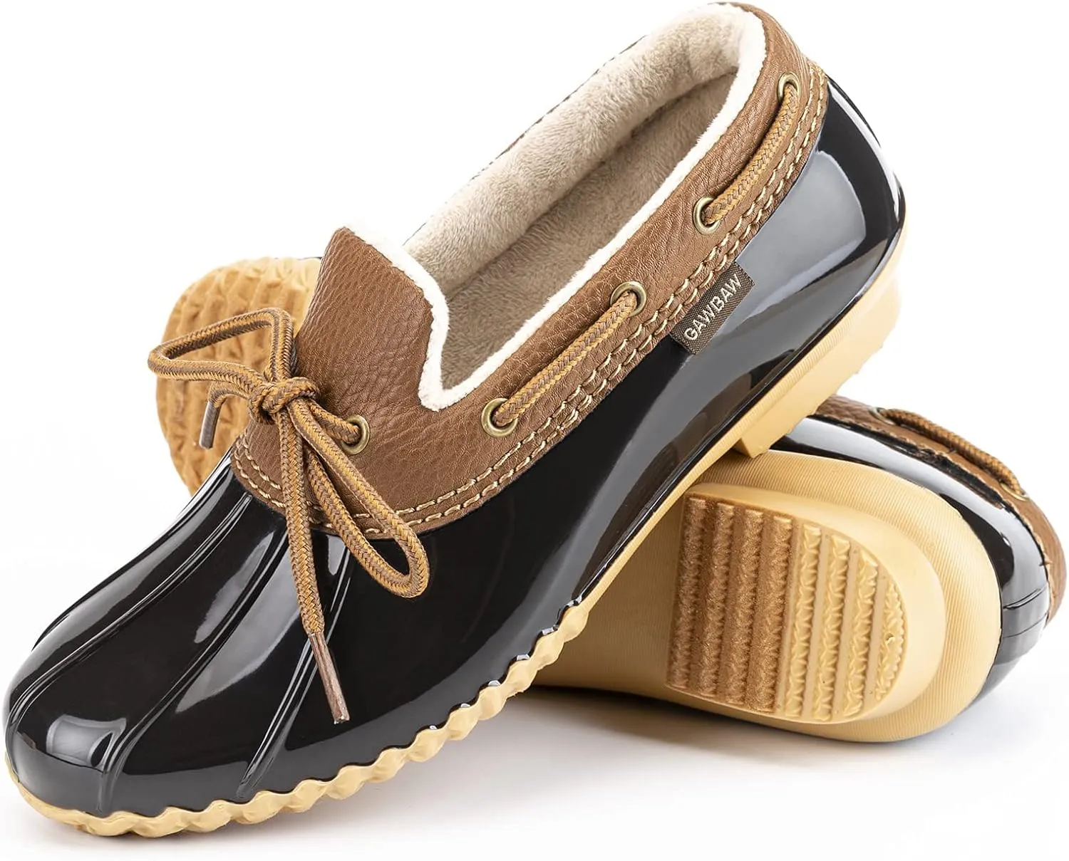 GAWBAW Flat Duck Shoes for Women - Slip On Waterproof Winter Ankle Rain Boots Short Garden Shoes