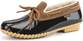 GAWBAW Flat Duck Shoes for Women - Slip On Waterproof Winter Ankle Rain Boots Short Garden Shoes