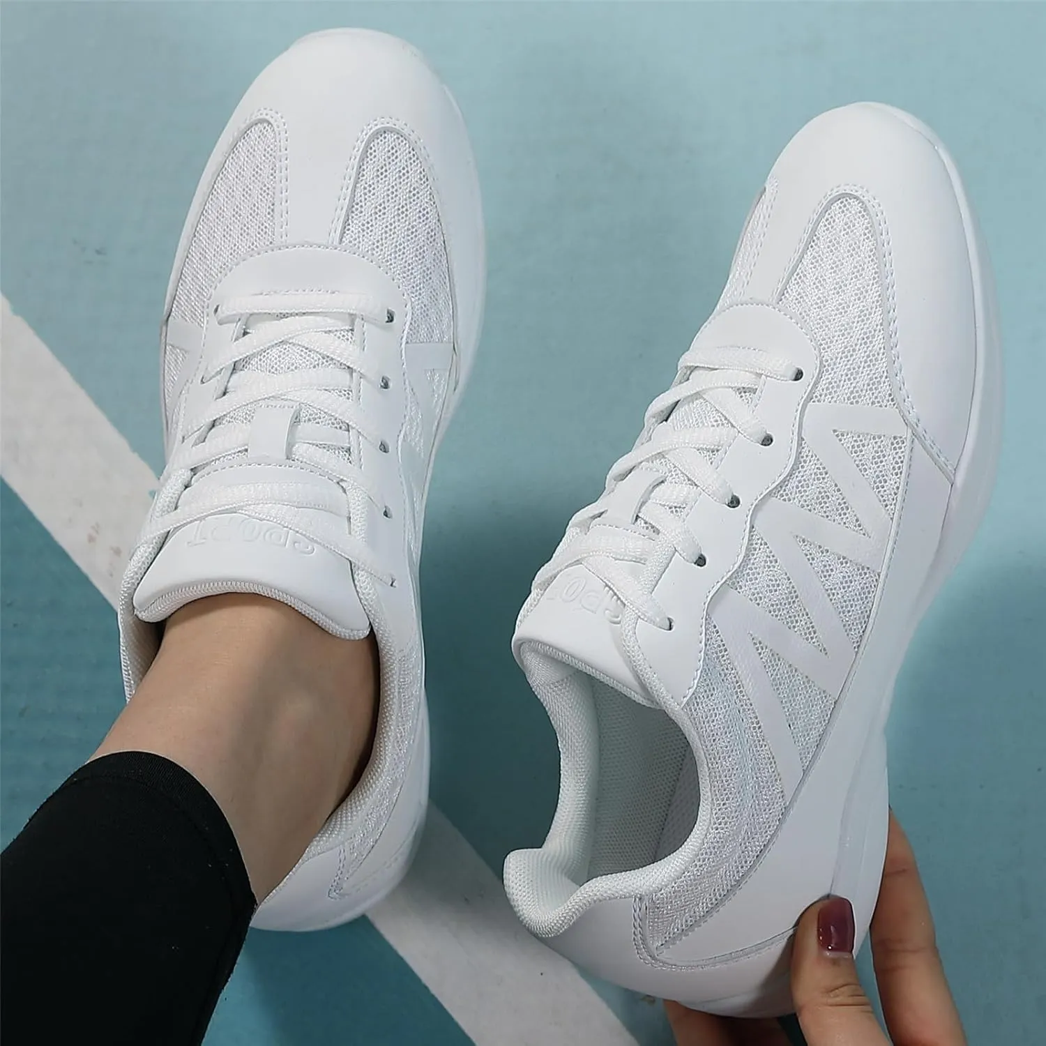 Girls' White Cheerleading Shoes Breathable Lightweight Cheer Competition-Ready Non-Slip with Shock Absorption for Dance, Training, Gymnastics and Youth Sports