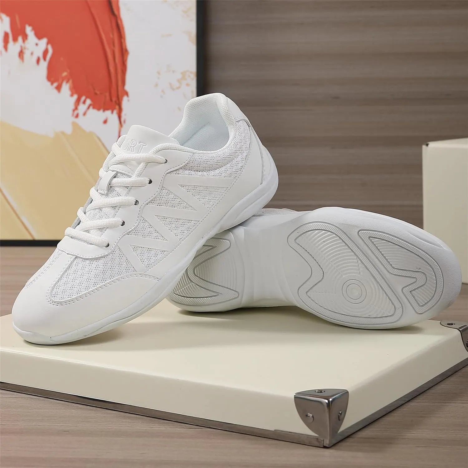 Girls' White Cheerleading Shoes Breathable Lightweight Cheer Competition-Ready Non-Slip with Shock Absorption for Dance, Training, Gymnastics and Youth Sports