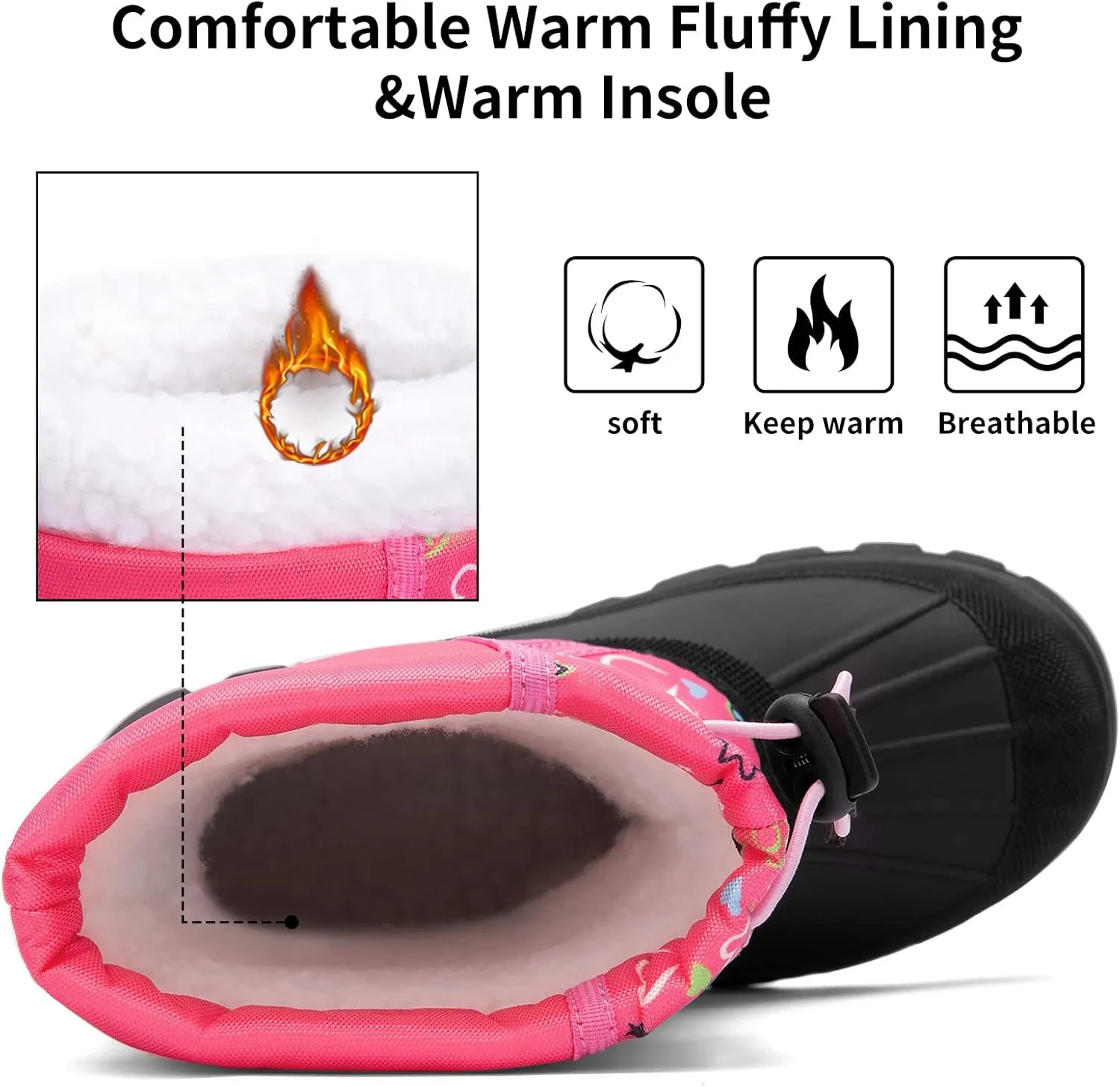 Greatonu Kids Snow Boots Waterproof Boys Girls Winter Boots Mid Calf Insulated Duck Boots