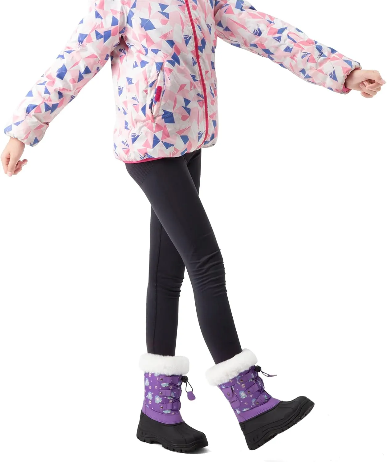 Greatonu Kids Snow Boots Waterproof Boys Girls Winter Boots Mid Calf Insulated Duck Boots